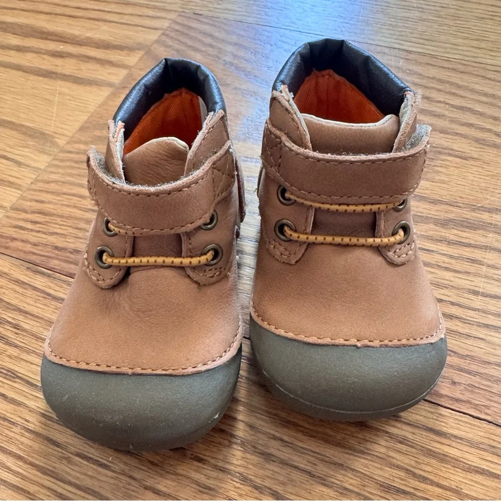 Baby size 3 Stride Rite soft motion Burrell Boys Leather Boots Tan - NEW